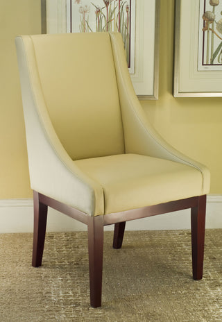 Safavieh Creme Leather Sloping Armchair Cream and Cherry Mahogany