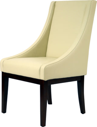 Safavieh Creme Leather Sloping Armchair Cream and Cherry Mahogany