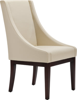 Safavieh Creme Leather Sloping Armchair Cream and Cherry Mahogany