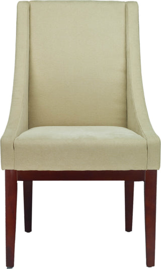 Safavieh Creme Fabric Sloping Armchair Natural Cream and Cherry Mahogany