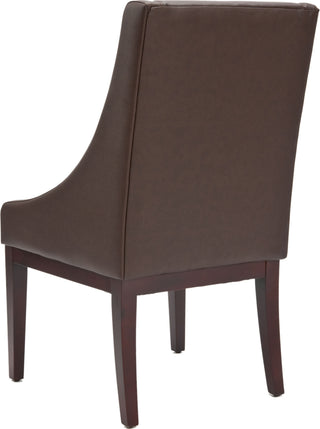 Safavieh Brown Leather Sloping Armchair and Dark Cherry Finish Furniture 