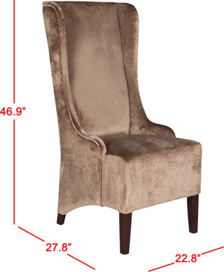 Safavieh Becall 20''H Velvet Dining Chair Dark Champagne and Cherry Mahogany Furniture 