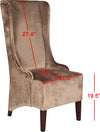 Safavieh Becall 20''H Velvet Dining Chair Dark Champagne and Cherry Mahogany Furniture 