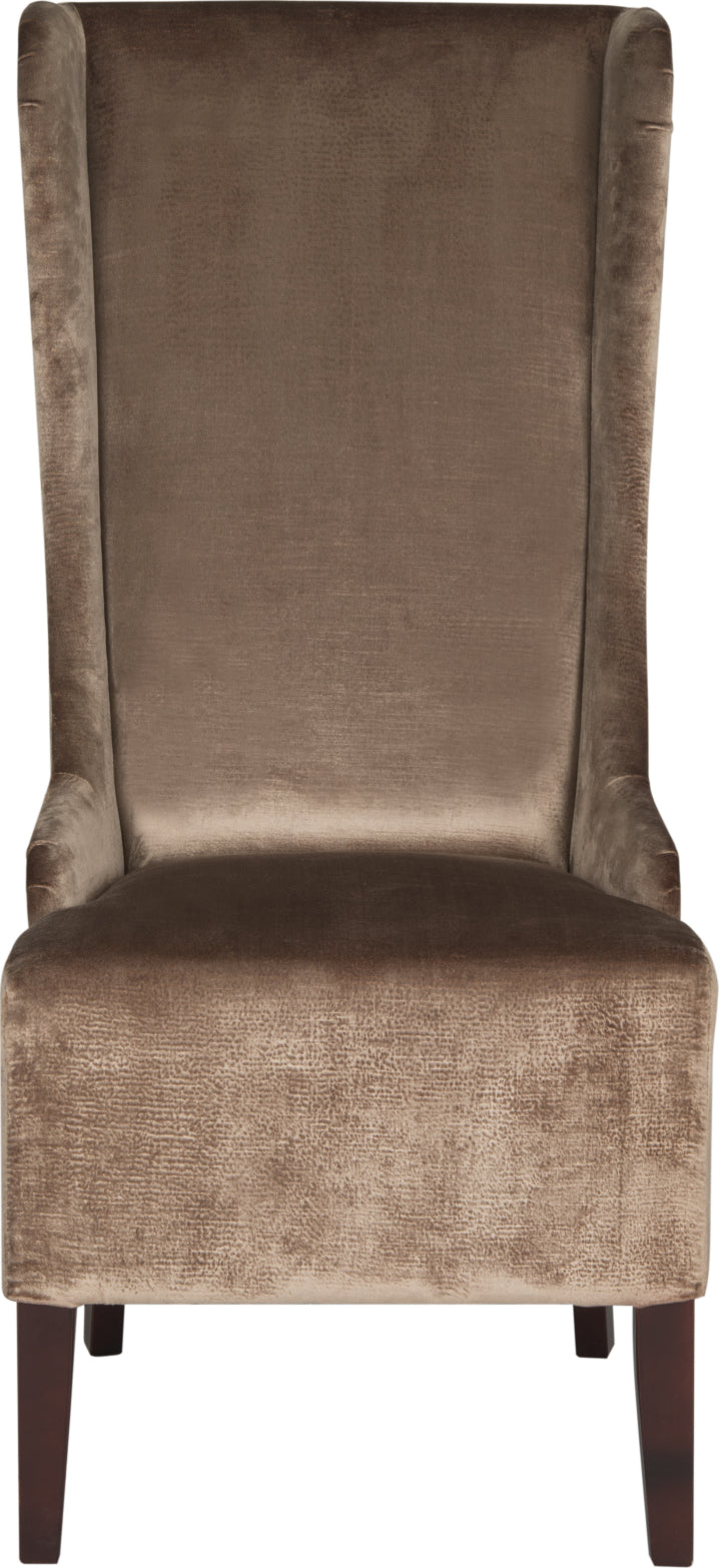 Safavieh Becall 20''H Velvet Dining Chair Dark Champagne and Cherry Mahogany Furniture main image