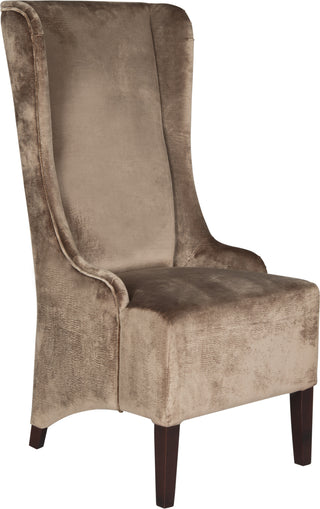 Safavieh Becall 20''H Velvet Dining Chair Dark Champagne and Cherry Mahogany Furniture 