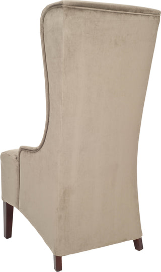 Safavieh Becall 20''H Cotton Dining Chair Mushroom Taupe and Cherry Mahogany Furniture 