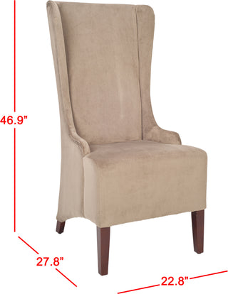 Safavieh Becall 20''H Cotton Dining Chair Mushroom Taupe and Cherry Mahogany Furniture 