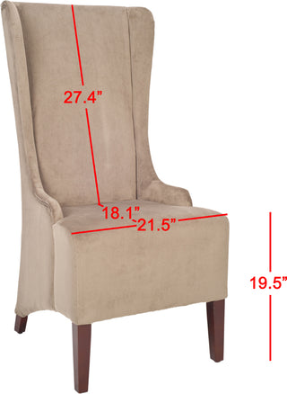 Safavieh Becall 20''H Cotton Dining Chair Mushroom Taupe and Cherry Mahogany Furniture 