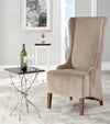 Safavieh Becall 20''H Cotton Dining Chair Mushroom Taupe and Cherry Mahogany Furniture  Feature