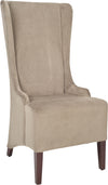 Safavieh Becall 20''H Cotton Dining Chair Mushroom Taupe and Cherry Mahogany Furniture 