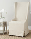 Safavieh Becall Linen Dining Chair Natural Cream and Cherry Mahogany  Feature