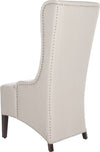 Safavieh Becall 20''H Linen Dining Chair-Flat Nail Heads Taupe and Cherry Mahogany Furniture 