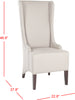 Safavieh Becall 20''H Linen Dining Chair-Flat Nail Heads Taupe and Cherry Mahogany Furniture 