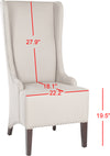 Safavieh Becall 20''H Linen Dining Chair-Flat Nail Heads Taupe and Cherry Mahogany Furniture 