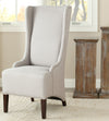 Safavieh Becall Linen Dining Chair-Flat Nail Heads Taupe and Cherry Mahogany  Feature