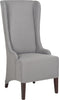 Safavieh Becall 20''H Linen Dining Chair Arctic Grey and Cherry Mahogany Furniture 