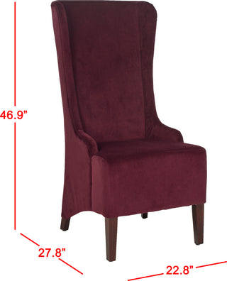 Safavieh Becall 20''H Velvet Dining Chair Bordeaux and Cherry Mahogany Furniture 