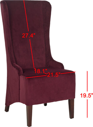 Safavieh Becall 20''H Velvet Dining Chair Bordeaux and Cherry Mahogany Furniture 