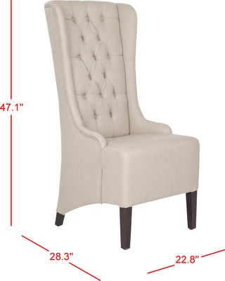 Safavieh Becall 20''H Linen Dining Chair Taupe and Cherry Mahogany Furniture 