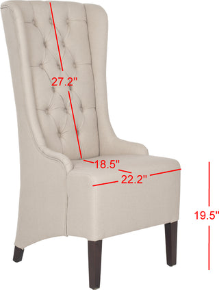 Safavieh Becall 20''H Linen Dining Chair Taupe and Cherry Mahogany Furniture 