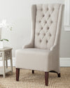 Safavieh Becall Linen Dining Chair Taupe and Cherry Mahogany  Feature