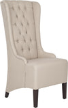 Safavieh Becall 20''H Linen Dining Chair Taupe and Cherry Mahogany Furniture 