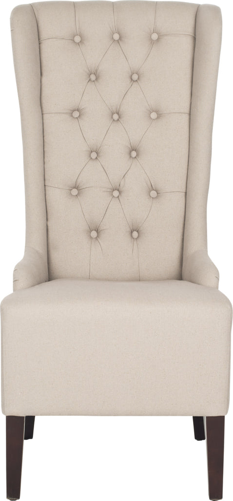 Safavieh Becall 20''H Linen Dining Chair Taupe and Cherry Mahogany Furniture main image