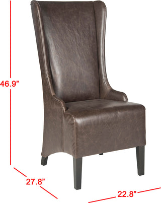 Safavieh Becall 20''H Leather Dining Chair Antique Brown and Espresso Furniture 