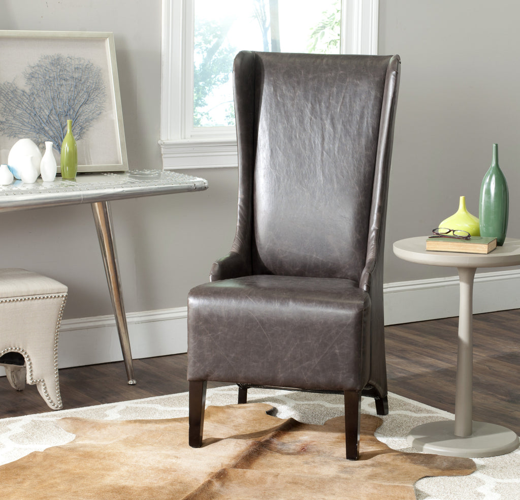 Safavieh Becall Leather Dining Chair Antique Brown and Espresso  Feature