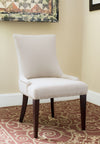 Safavieh Becca 19''H Linen Dining Chair-Silver Nail Heads Taupe and Cherry Mahogany Furniture 