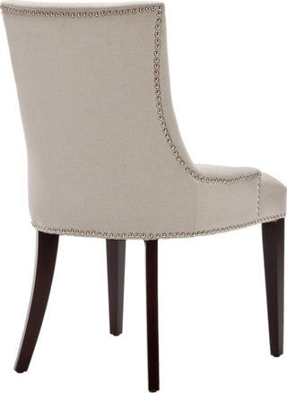 Safavieh Becca 19''H Linen Dining Chair-Silver Nail Heads Taupe and Cherry Mahogany Furniture 