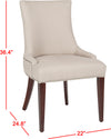 Safavieh Becca 19''H Linen Dining Chair-Silver Nail Heads Taupe and Cherry Mahogany Furniture 