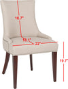 Safavieh Becca 19''H Linen Dining Chair-Silver Nail Heads Taupe and Cherry Mahogany Furniture 