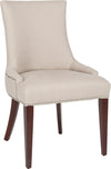 Safavieh Becca 19''H Linen Dining Chair-Silver Nail Heads Taupe and Cherry Mahogany Furniture 