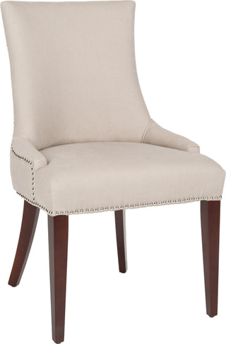 Safavieh Becca 19''H Linen Dining Chair-Silver Nail Heads Taupe and Cherry Mahogany Furniture 