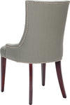 Safavieh Becca 19''H Leather Side Chair-Silver Nail Heads Sea Mist and Cherry Mahogany Furniture 