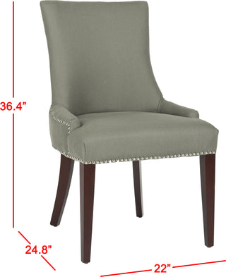 Safavieh Becca 19''H Leather Side Chair-Silver Nail Heads Sea Mist and Cherry Mahogany Furniture 