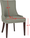 Safavieh Becca 19''H Leather Side Chair-Silver Nail Heads Sea Mist and Cherry Mahogany Furniture 