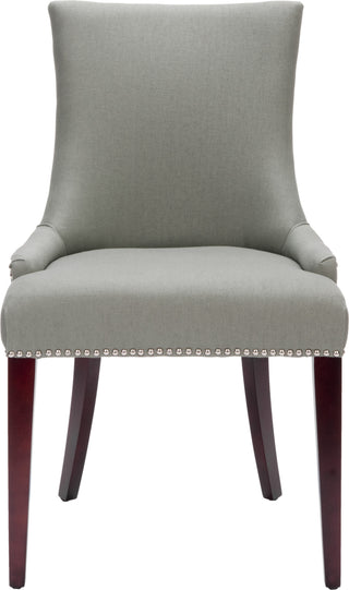 Safavieh Becca 19''H Leather Side Chair-Silver Nail Heads Sea Mist and Cherry Mahogany Furniture main image