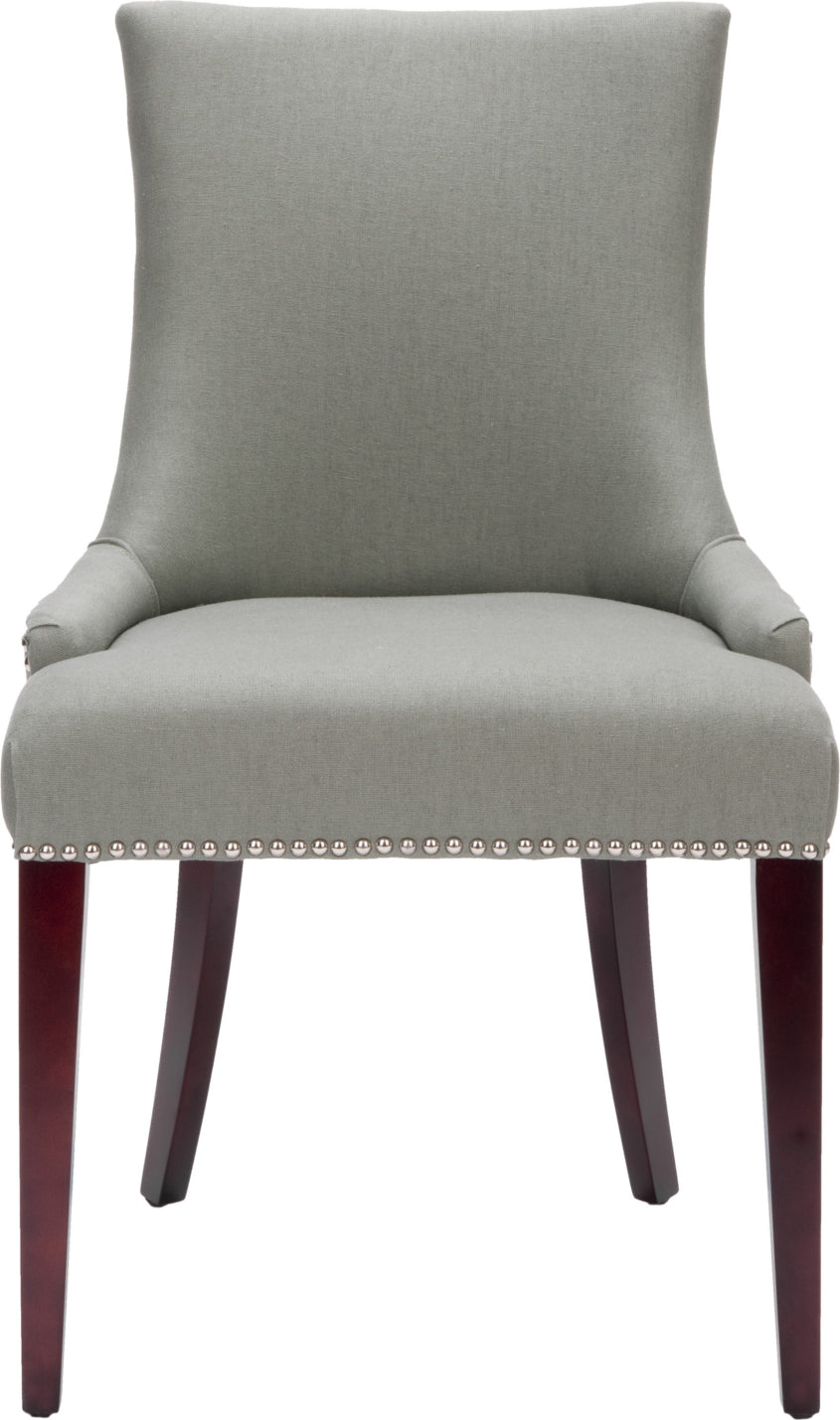 Safavieh Becca 19''H Leather Side Chair-Silver Nail Heads Sea Mist and Cherry Mahogany Furniture main image
