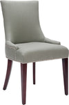 Safavieh Becca 19''H Leather Side Chair-Silver Nail Heads Sea Mist and Cherry Mahogany Furniture 