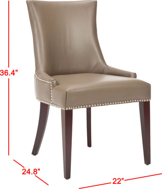 Safavieh Becca 19''H Leather Dining Chair-Silver Nail Heads Clay and Cherry Mahogany Furniture 