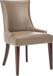 Safavieh Becca 19''H Leather Dining Chair-Silver Nail Heads Clay and Cherry Mahogany Furniture 