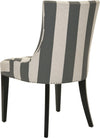 Safavieh Becca 19''H Stripe Linen Dining Chair-Flat Nail Heads Grey and Bone Espresso Furniture 