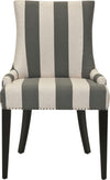 Safavieh Becca 19''H Stripe Linen Dining Chair-Flat Nail Heads Grey and Bone Espresso Furniture main image