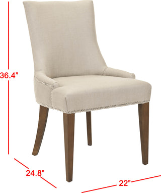 Safavieh Becca 19''H Linen Dining Chair-Silver Nail Heads Antique Gold and Walnut Finish Furniture 