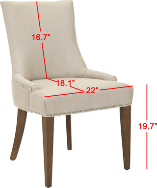 Safavieh Becca 19''H Linen Dining Chair-Silver Nail Heads Antique Gold and Walnut Finish Furniture 