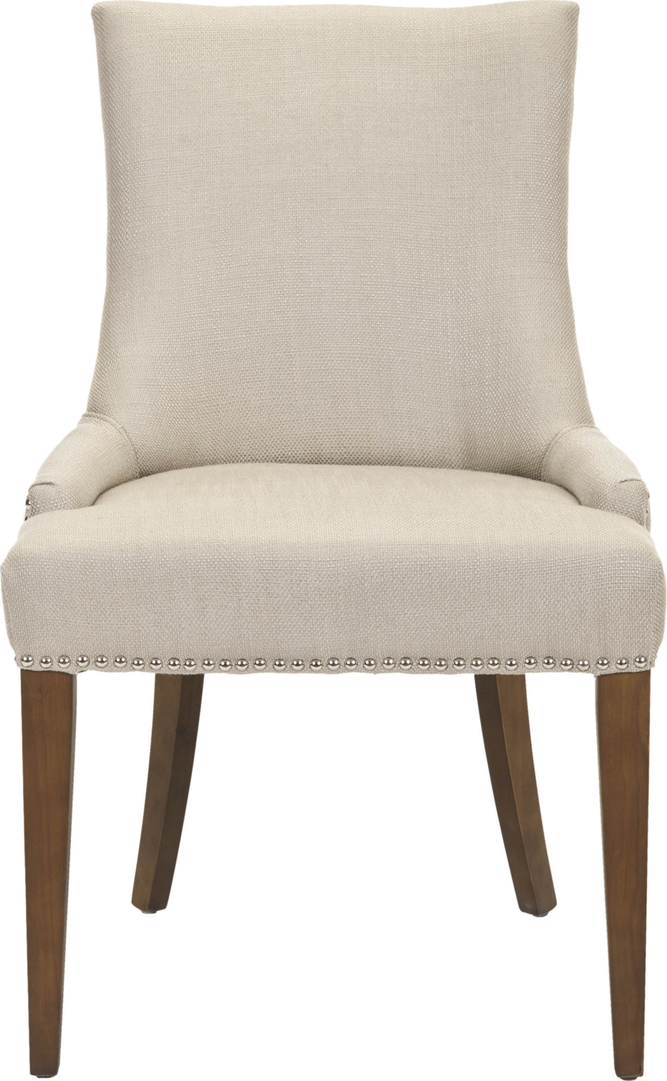 Safavieh Becca 19''H Linen Dining Chair-Silver Nail Heads Antique Gold and Walnut Finish Furniture main image