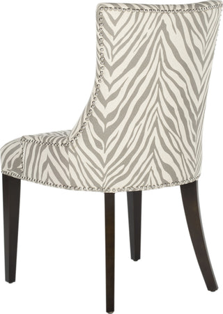 Safavieh Becca 19''H Grey/White Zebra Dining Chair-Silver Nail Heads Grey and Espresso Furniture 