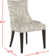 Safavieh Becca 19''H Grey/White Zebra Dining Chair-Silver Nail Heads Grey and Espresso Furniture 